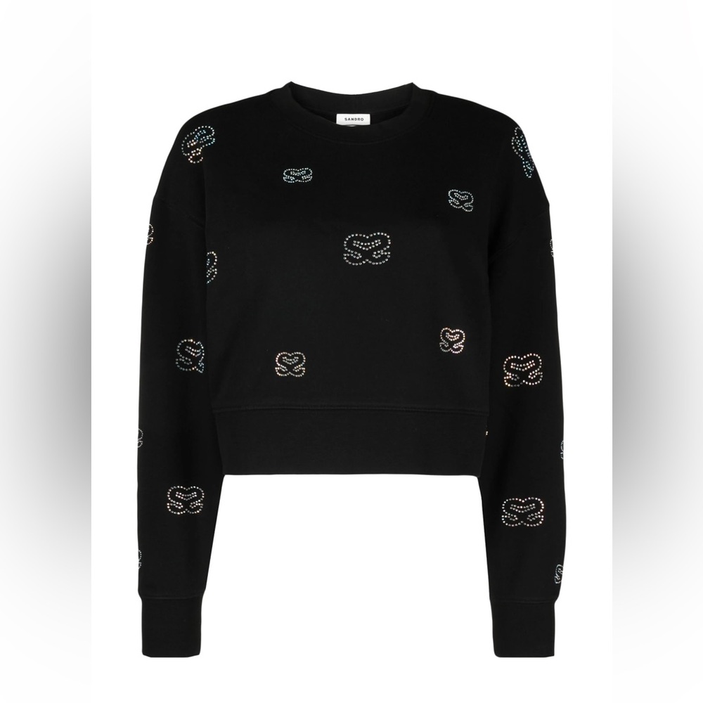 Sandro Black Embellished Sweatshirt